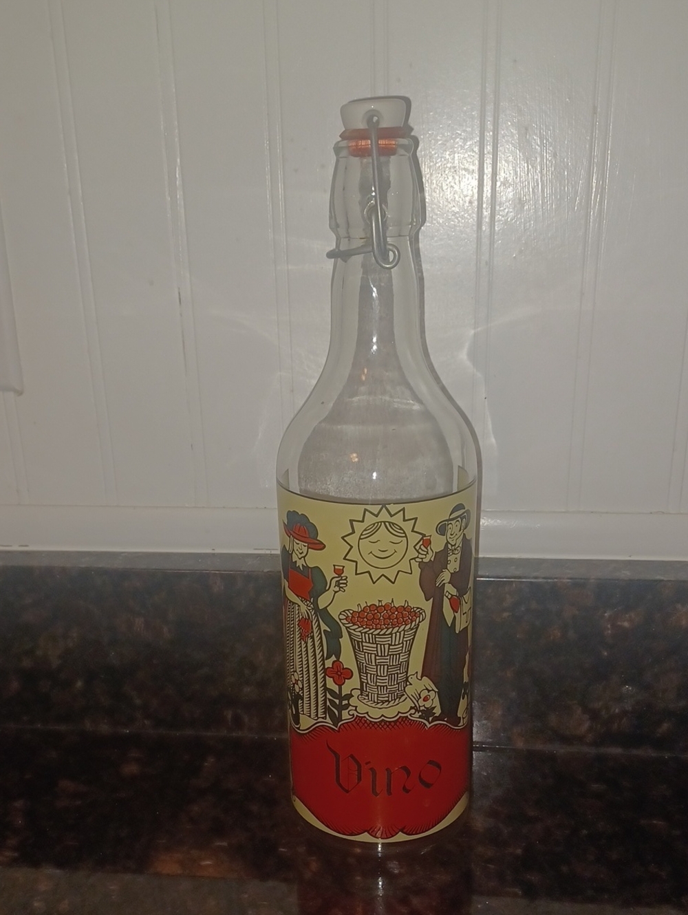 Vtg Mid Century Italian Vino Vin Swing Top Glass Wine Bottle Decanter 1970s